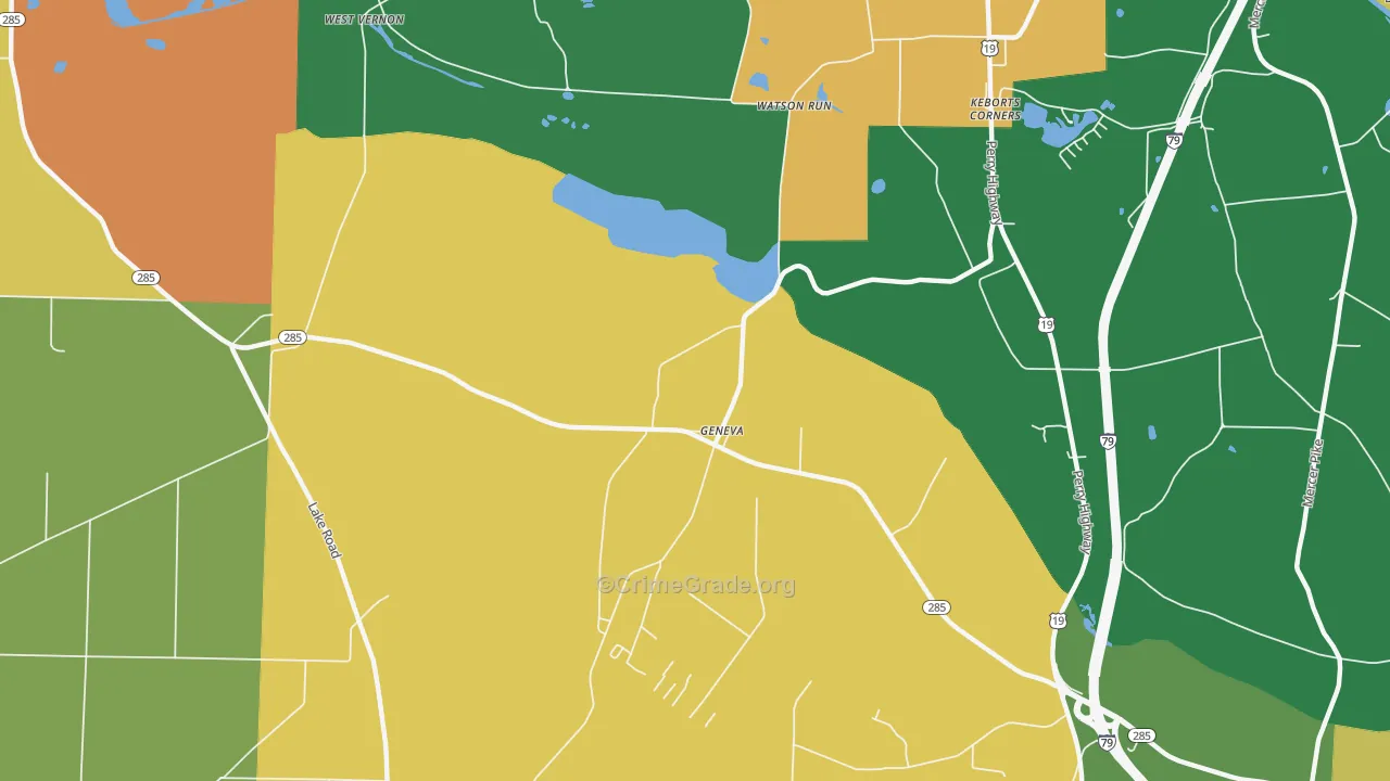 Geneva, PA Map of Assault Rates