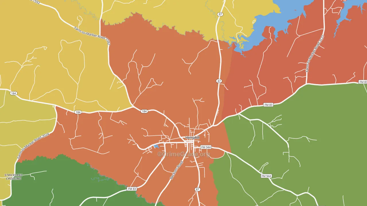 Geneva, TX Map of Assault Rates