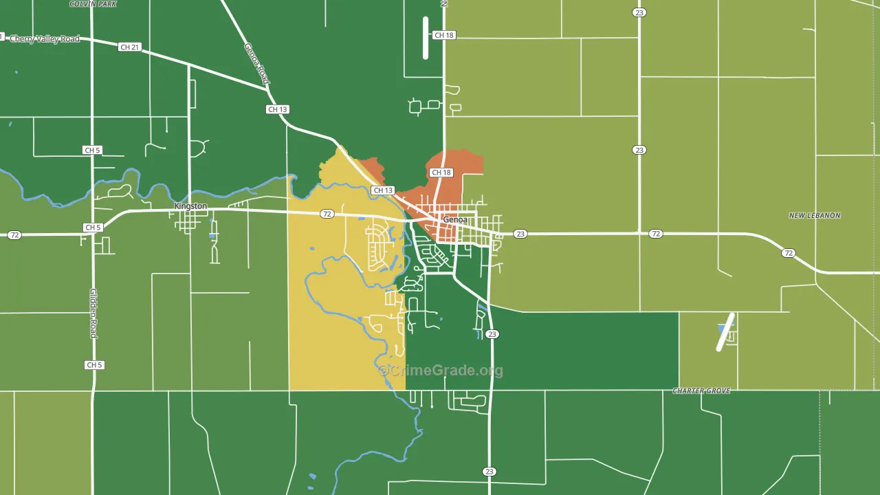 Genoa, IL Map of Assault Rates
