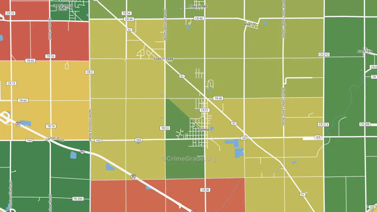 Genoa, OH Map of Assault Rates