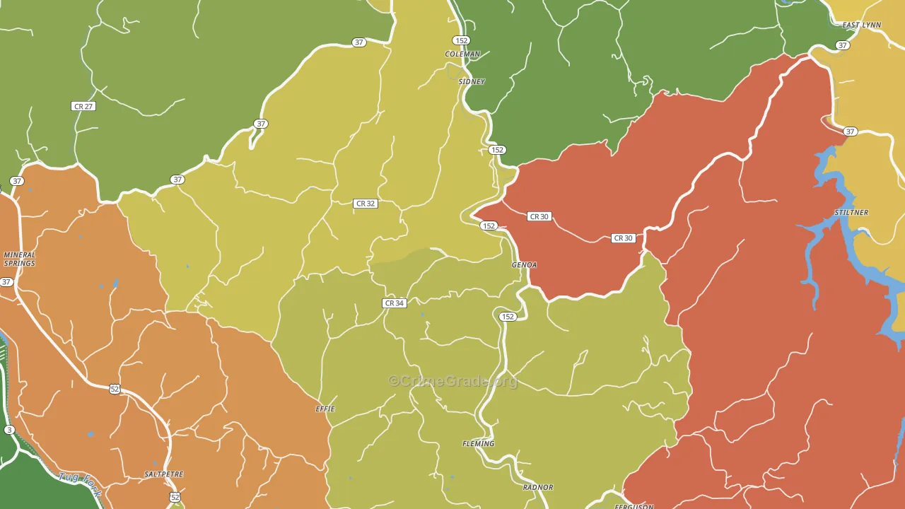 Genoa, WV Map of Assault Rates