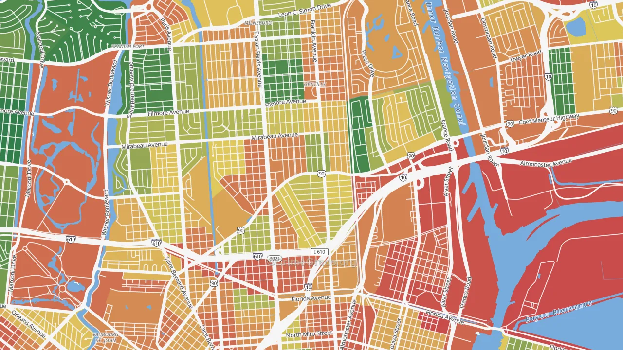 Gentilly Terrace, New Orleans, LA Map of Assault Rates