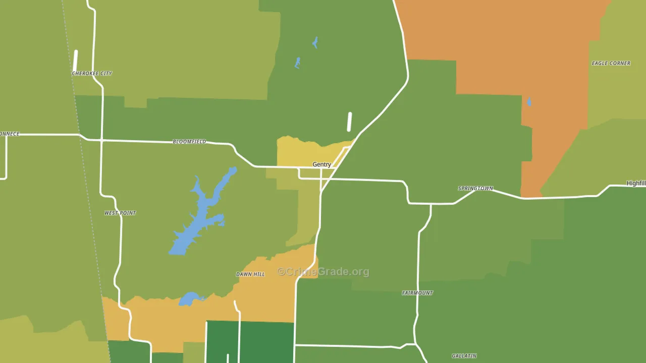Gentry, AR Map of Assault Rates
