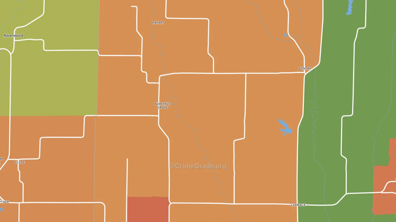 Gentry, MO Map of Assault Rates