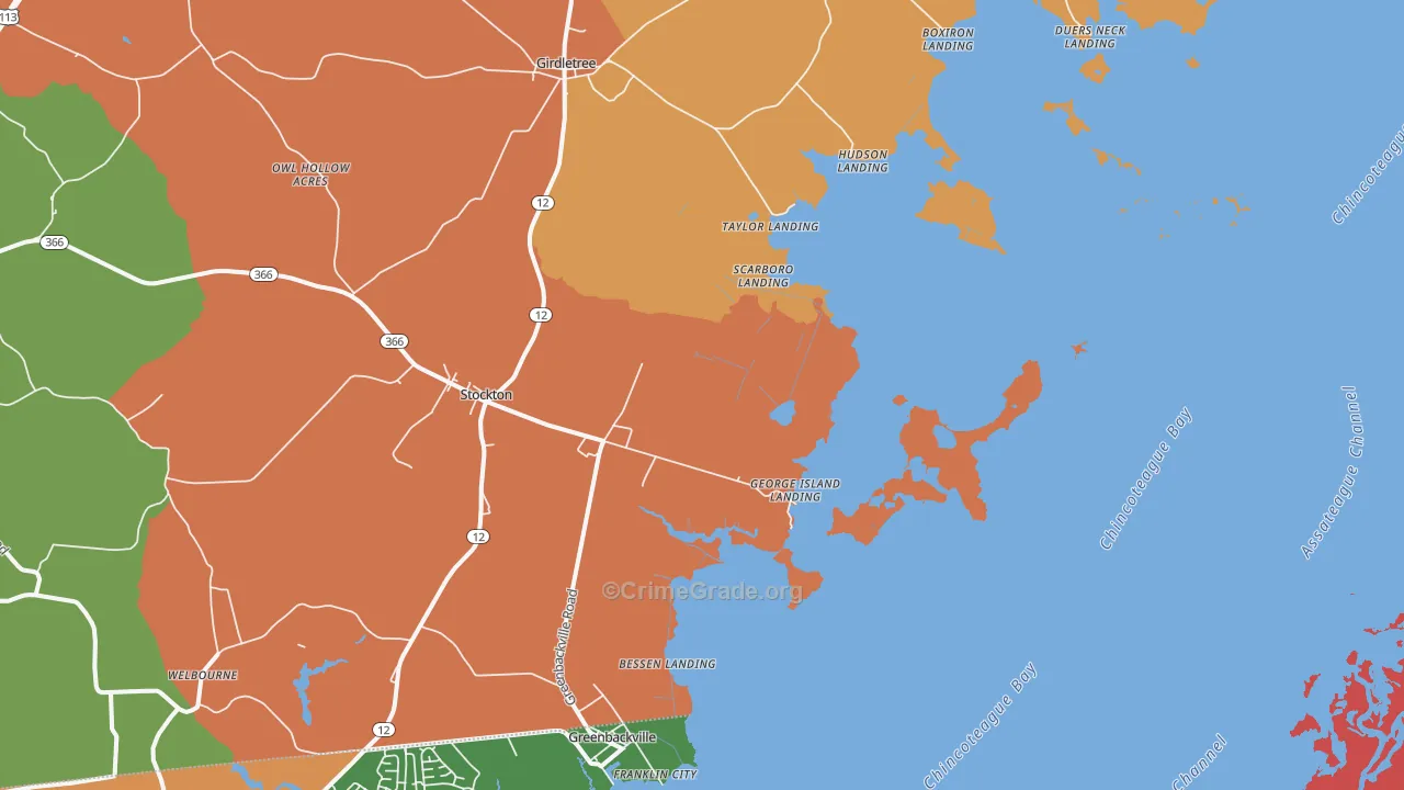 George Island Landing, MD Map of Assault Rates