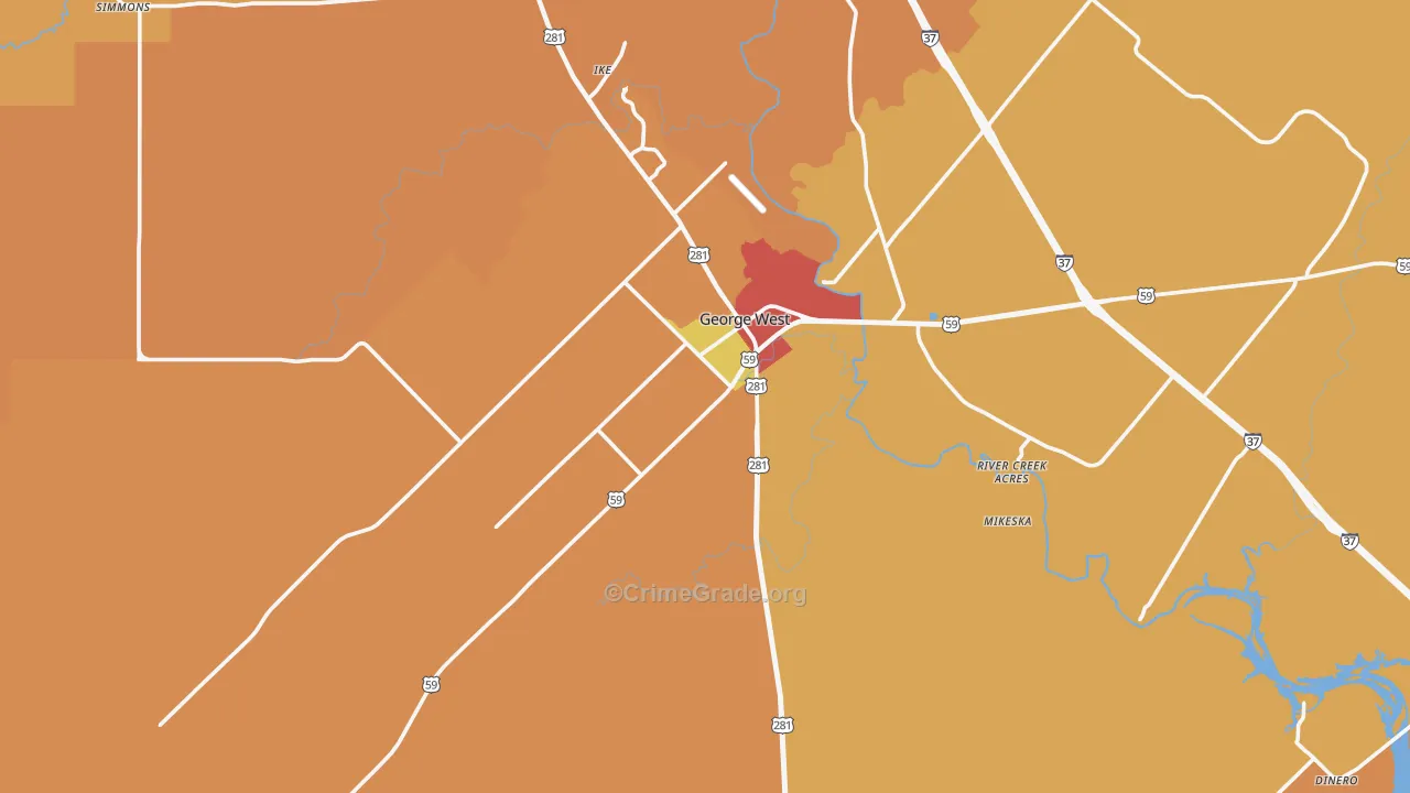 George West, TX Map of Assault Rates