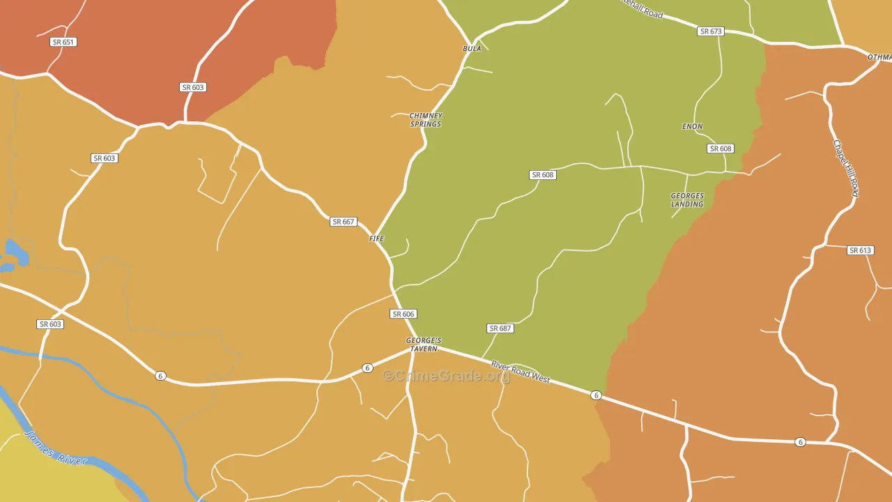 Georges Tavern, VA Map of Assault Rates