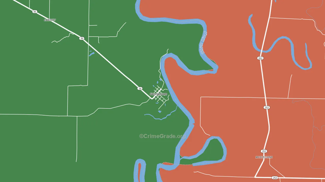 Georgetown, AR Map of Assault Rates