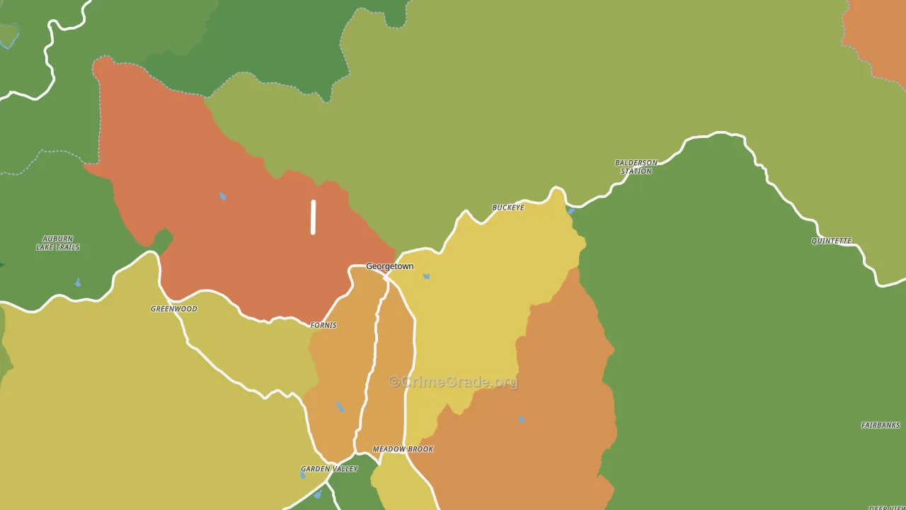 Georgetown, CA Map of Assault Rates