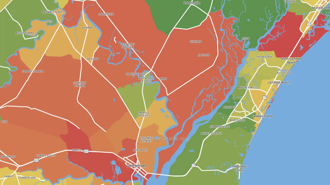 Georgetown County, SC Map of Assault Rates