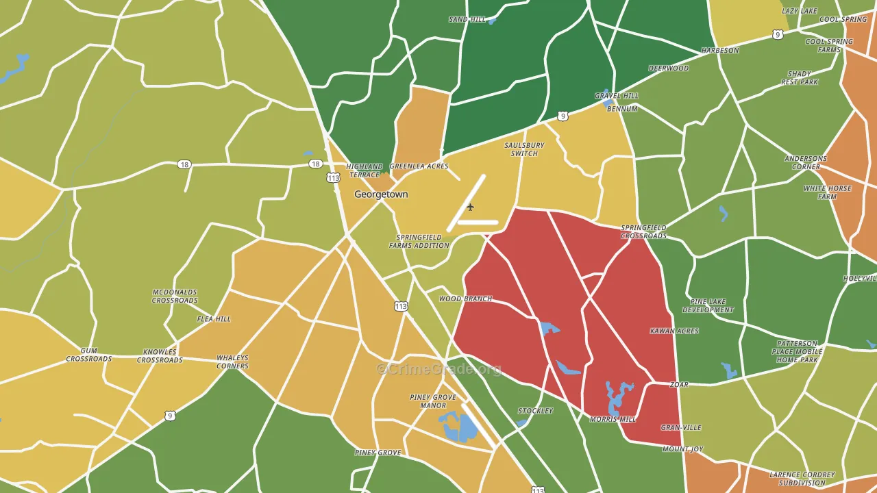 Georgetown, DE Map of Assault Rates