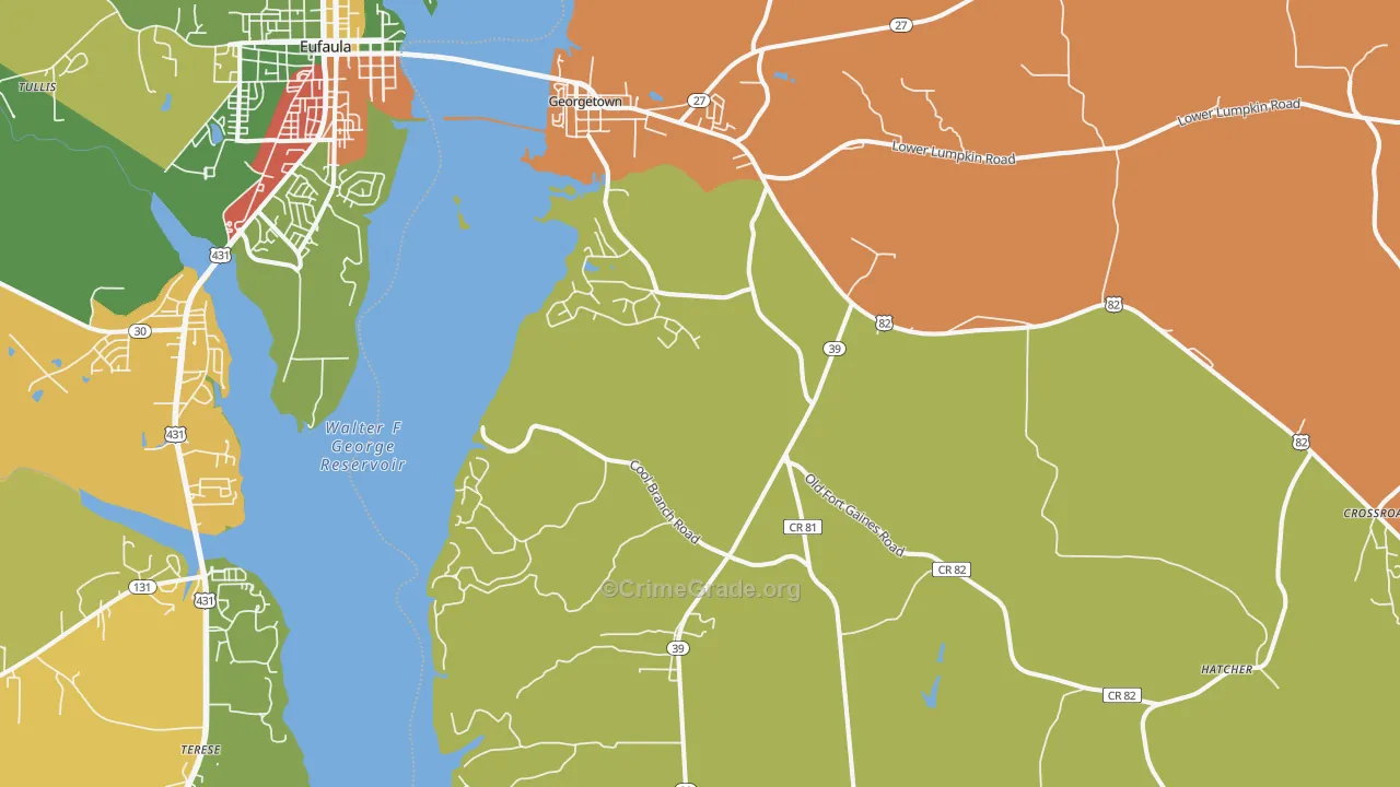 Georgetown, GA Map of Assault Rates