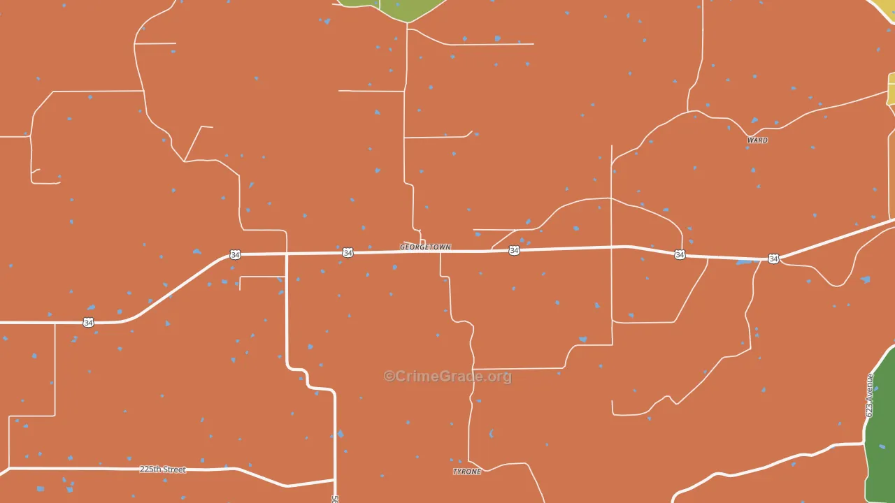 Georgetown, IA Map of Assault Rates