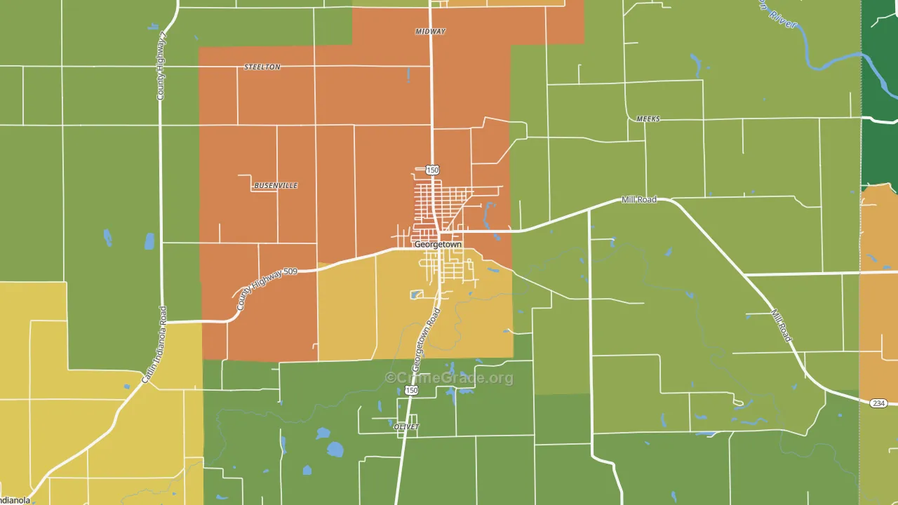 Georgetown, IL Map of Assault Rates