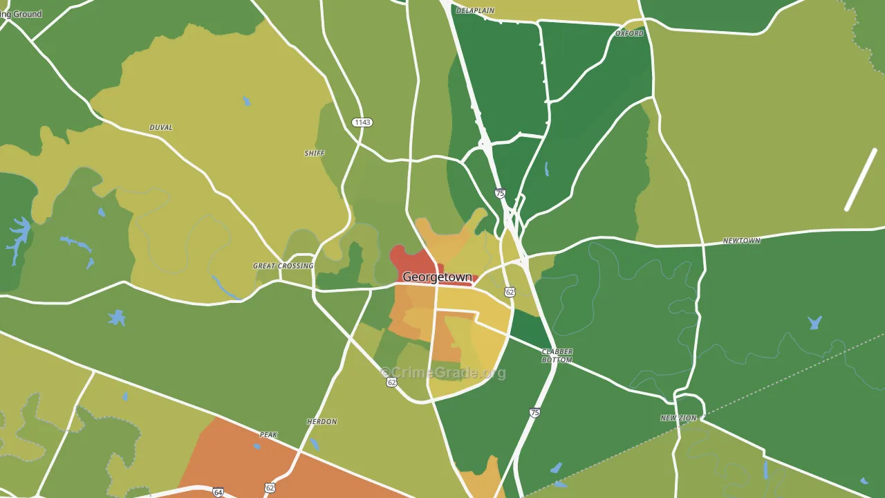 Georgetown, KY Map of Assault Rates
