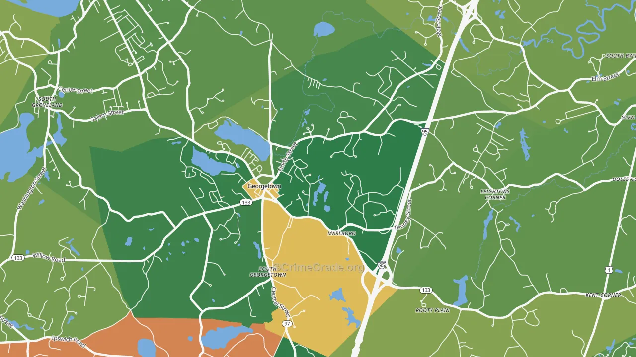 Georgetown, MA Map of Assault Rates