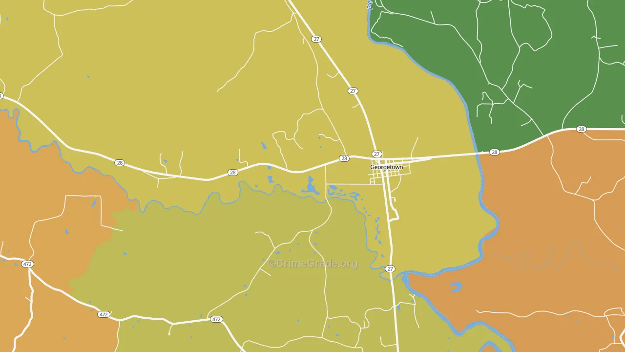Georgetown, MS Map of Assault Rates