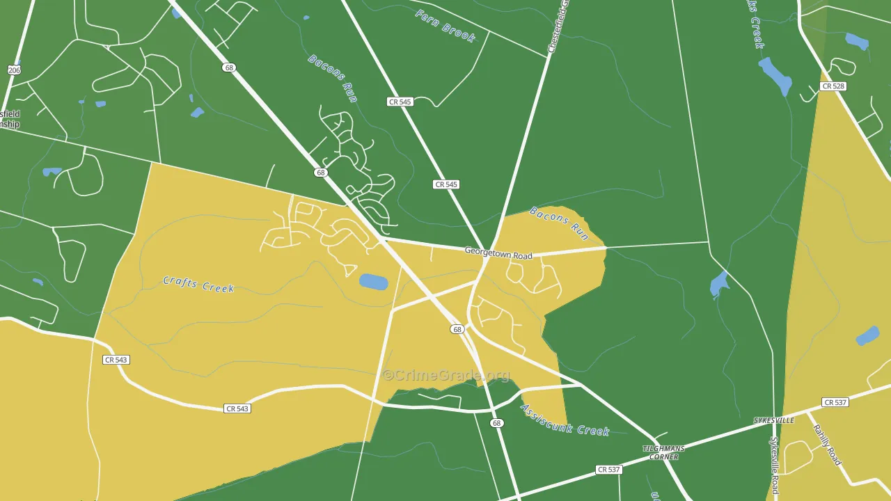 Georgetown, NJ Map of Assault Rates