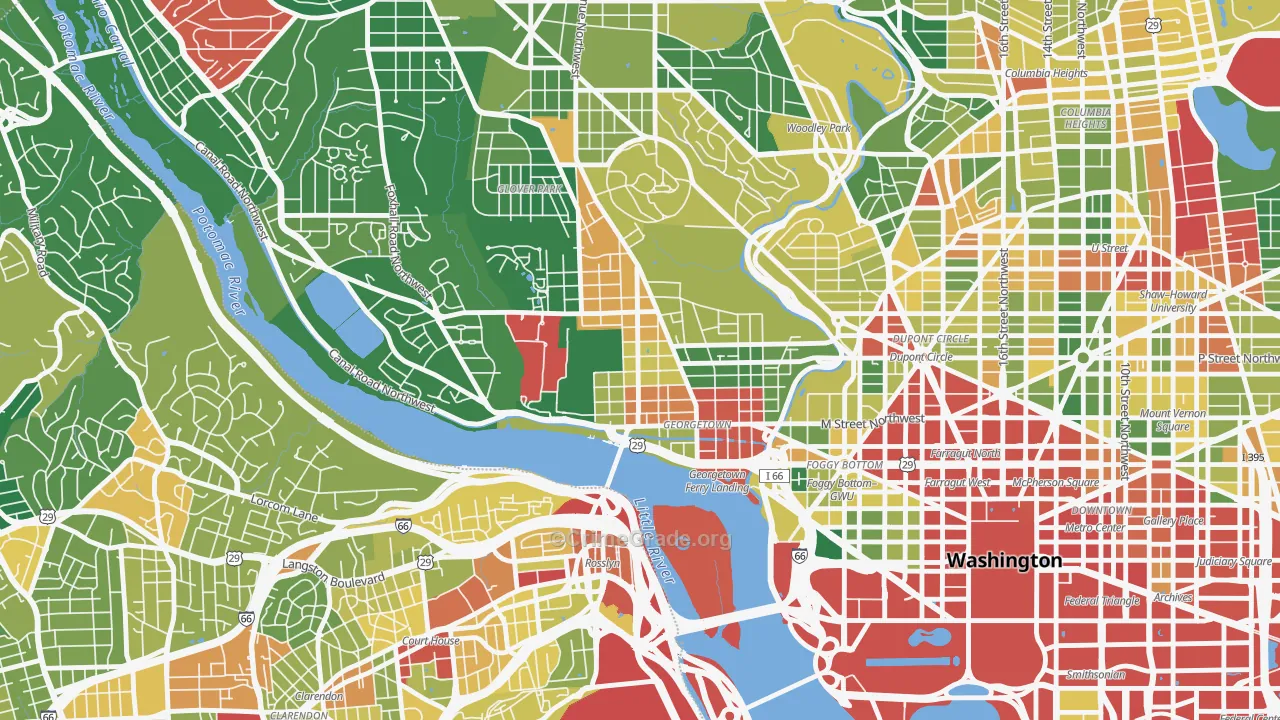 Georgetown, Washington, DC Map of Assault Rates