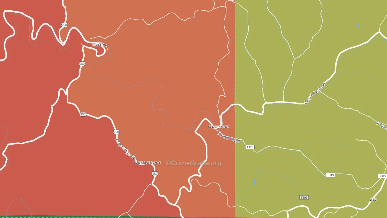 Georgetown, WV Map of Assault Rates