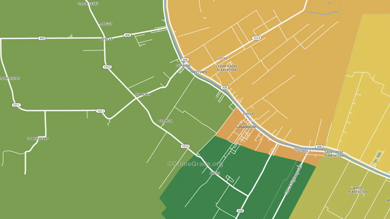 Georgia, LA Map of Assault Rates