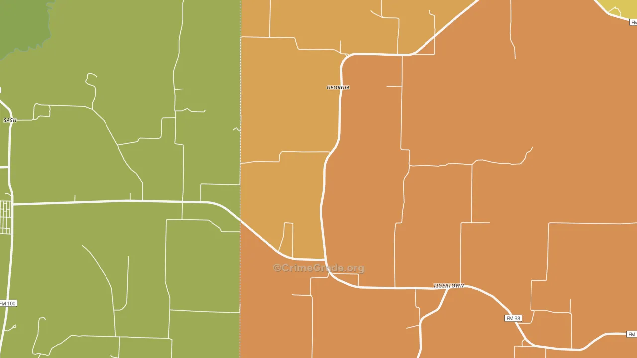 Georgia, TX Map of Assault Rates