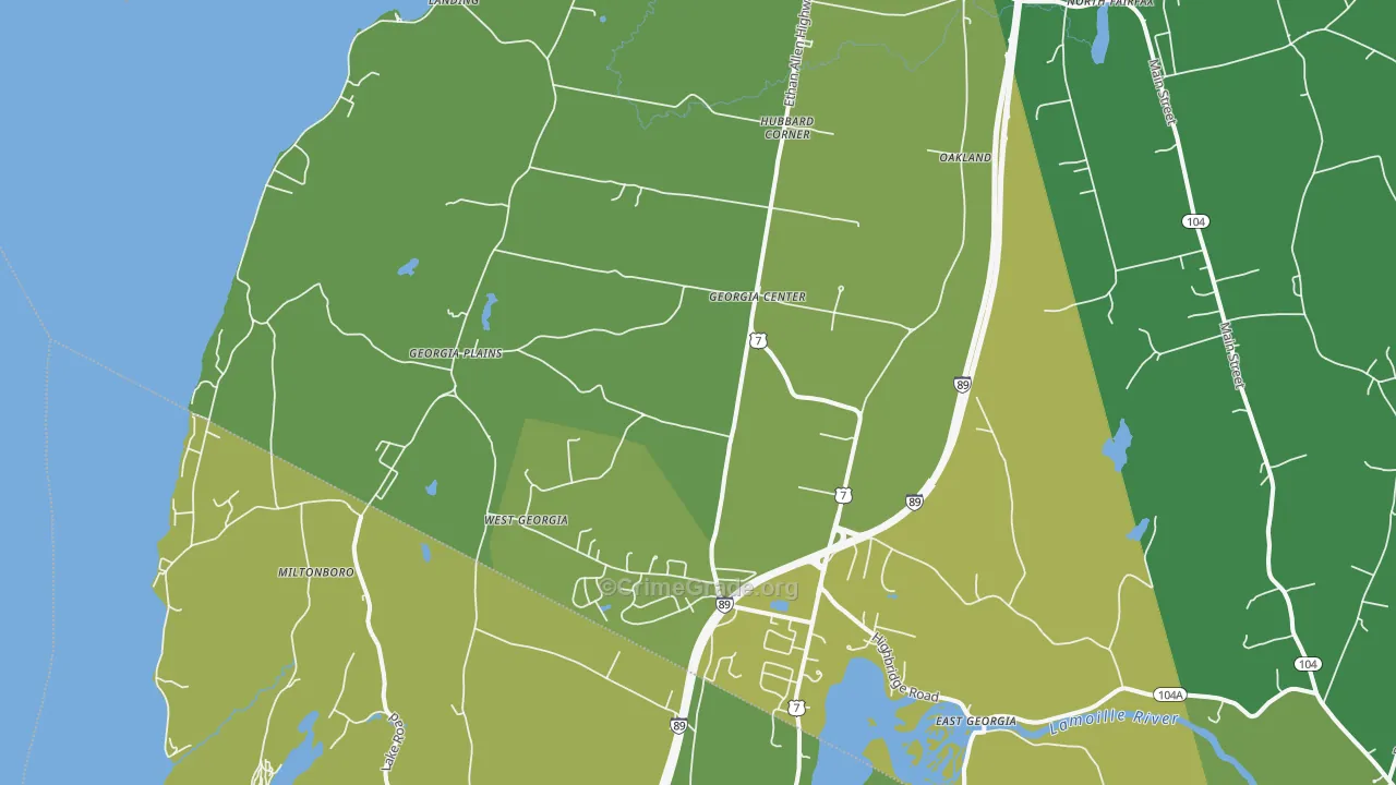 Georgia, VT Map of Assault Rates