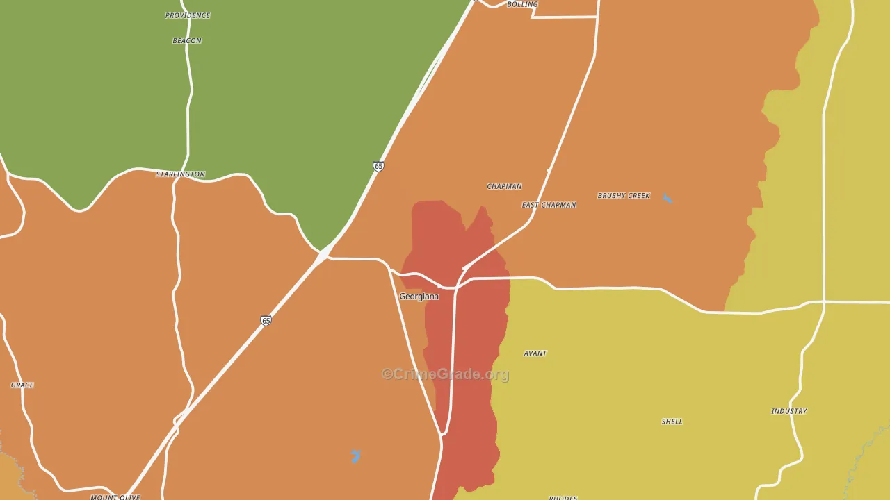 Georgiana, AL Map of Assault Rates