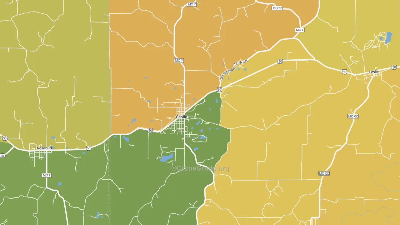 Gerald, MO Map of Assault Rates