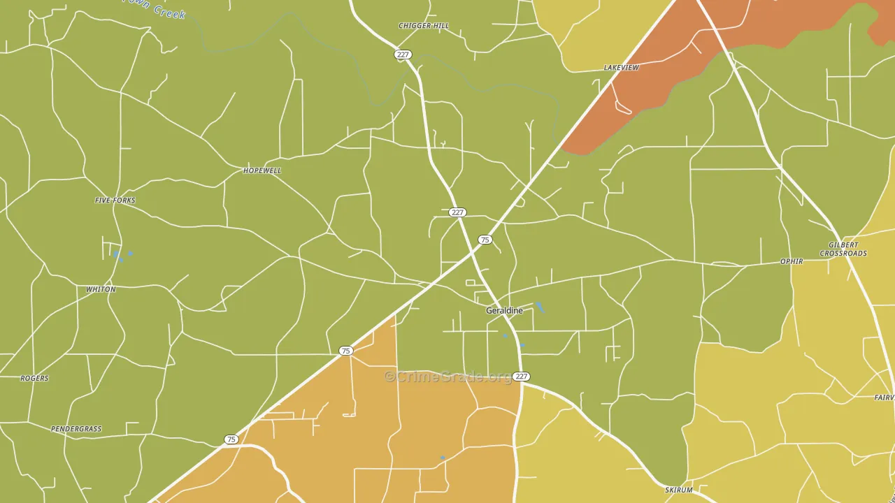 Geraldine, AL Map of Assault Rates