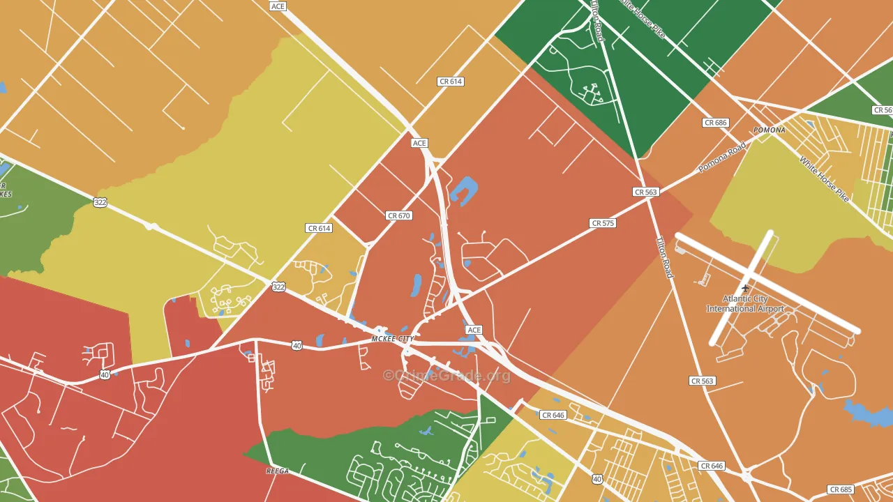 Germania Gardens, NJ Map of Assault Rates