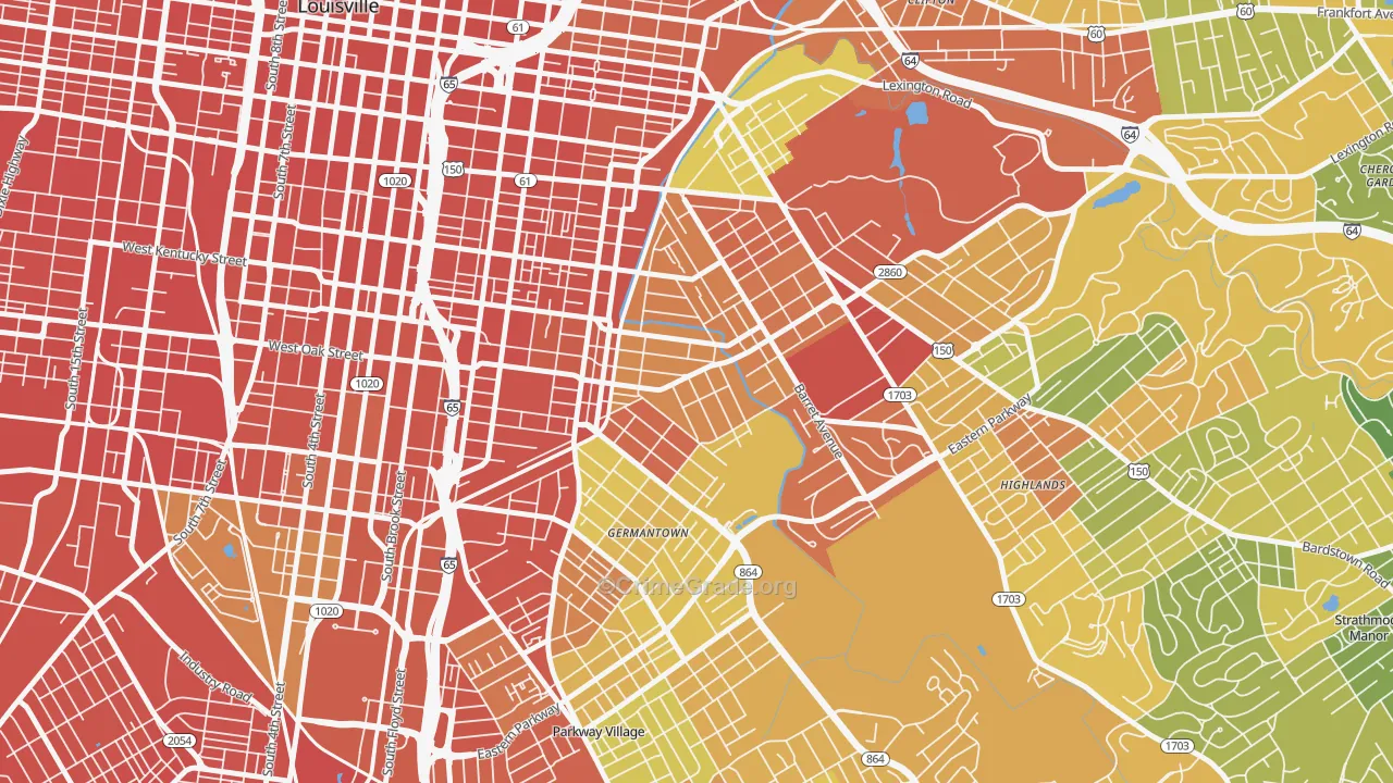Germantown, Louisville, KY Map of Assault Rates