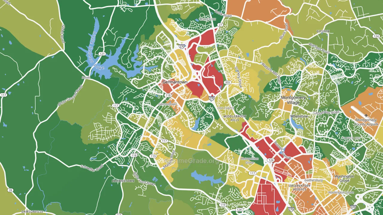 Germantown, MD Map of Assault Rates