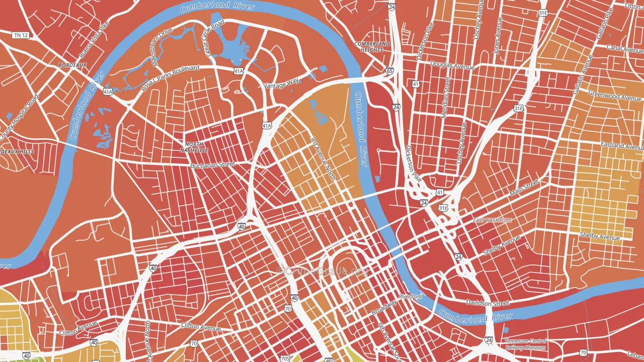 Germantown, Nashville, TN Map of Assault Rates
