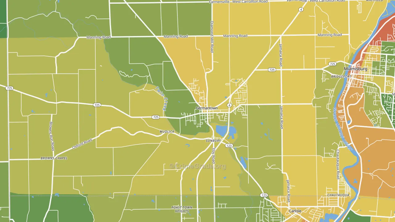 Germantown, OH Map of Assault Rates