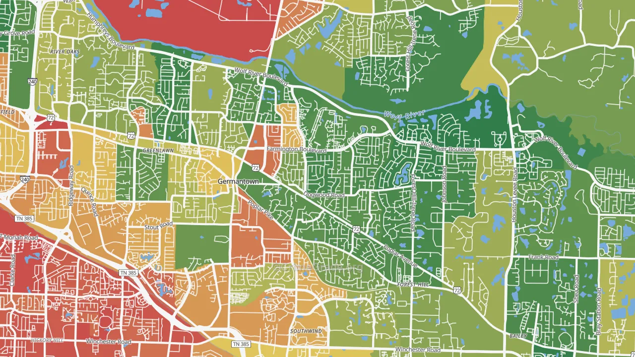 Germantown, TN Map of Assault Rates