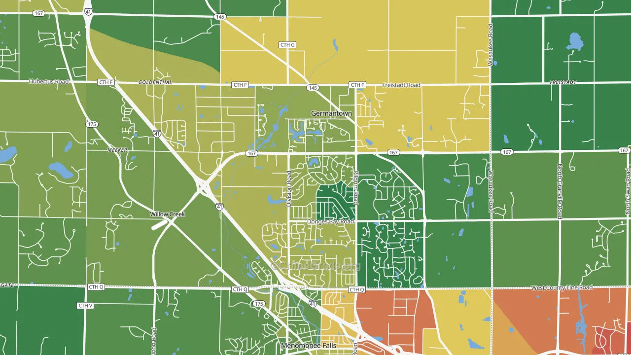 Germantown, WI Map of Assault Rates