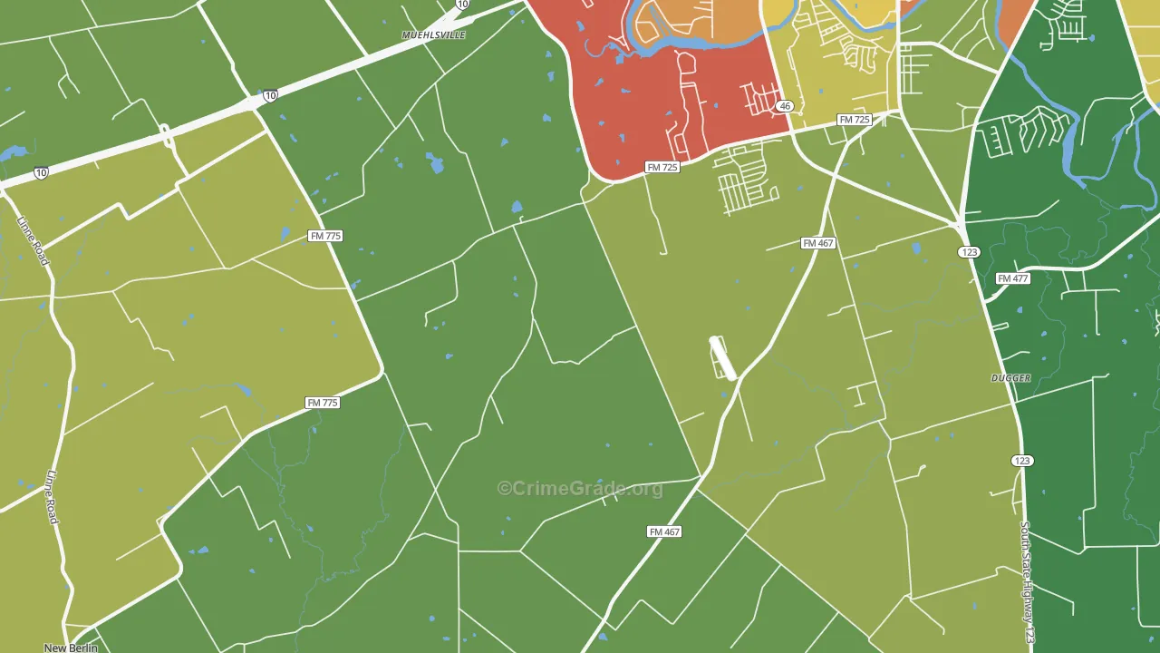 Geronimo, TX Map of Assault Rates