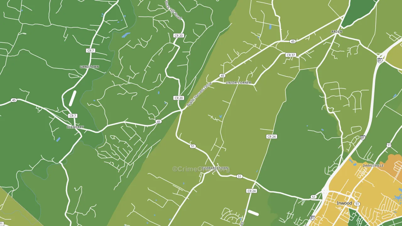 Gerrardstown, WV Map of Assault Rates