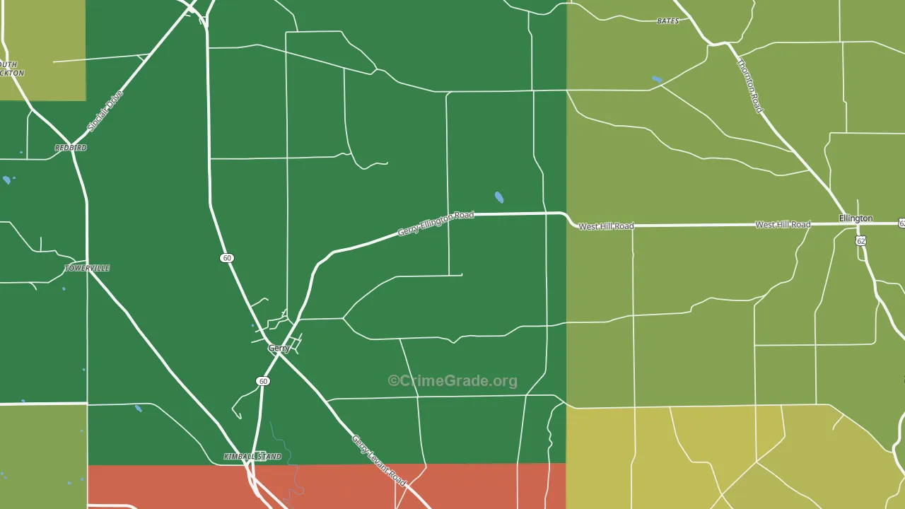 Gerry, NY Map of Assault Rates