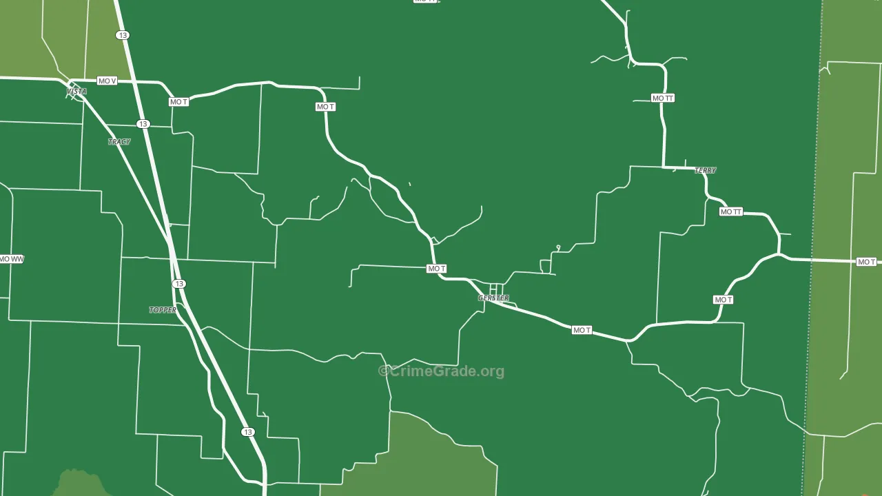 Gerster, MO Map of Assault Rates
