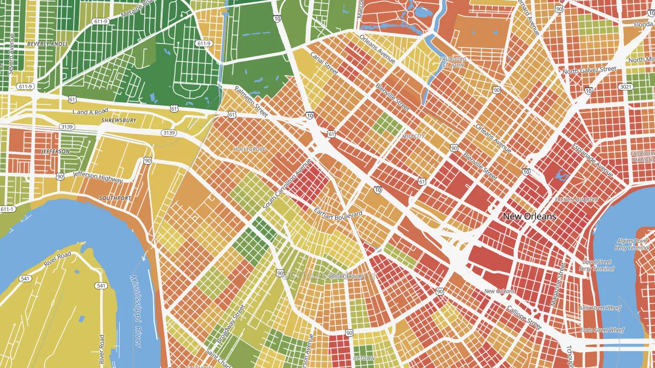 Gert Town, New Orleans, LA Map of Assault Rates