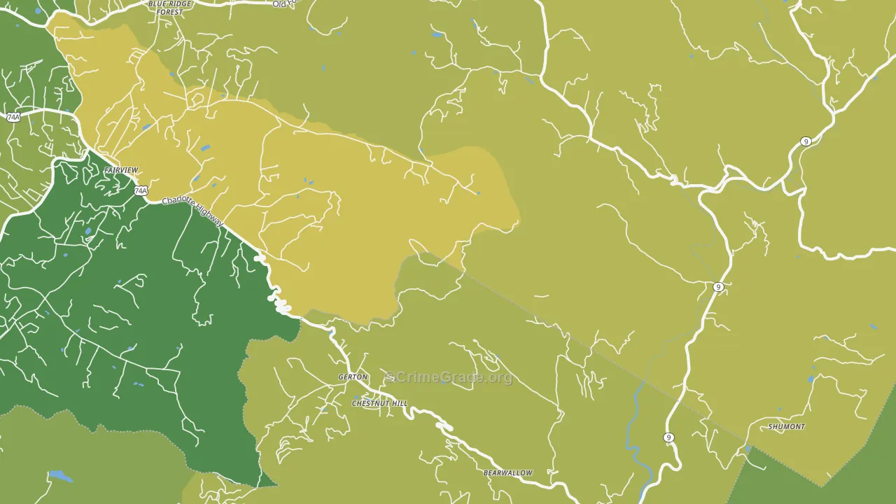 Gerton, NC Map of Assault Rates