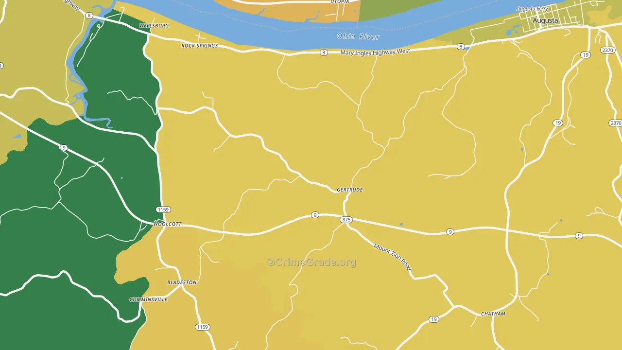 Gertrude, KY Map of Assault Rates