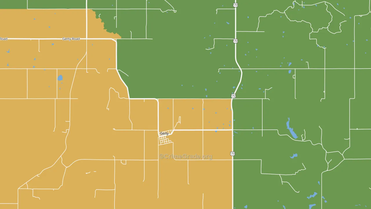 Gerty, OK Map of Assault Rates