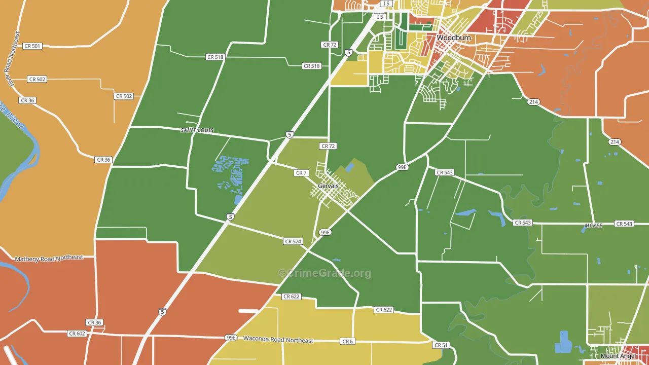 Gervais, OR Map of Assault Rates