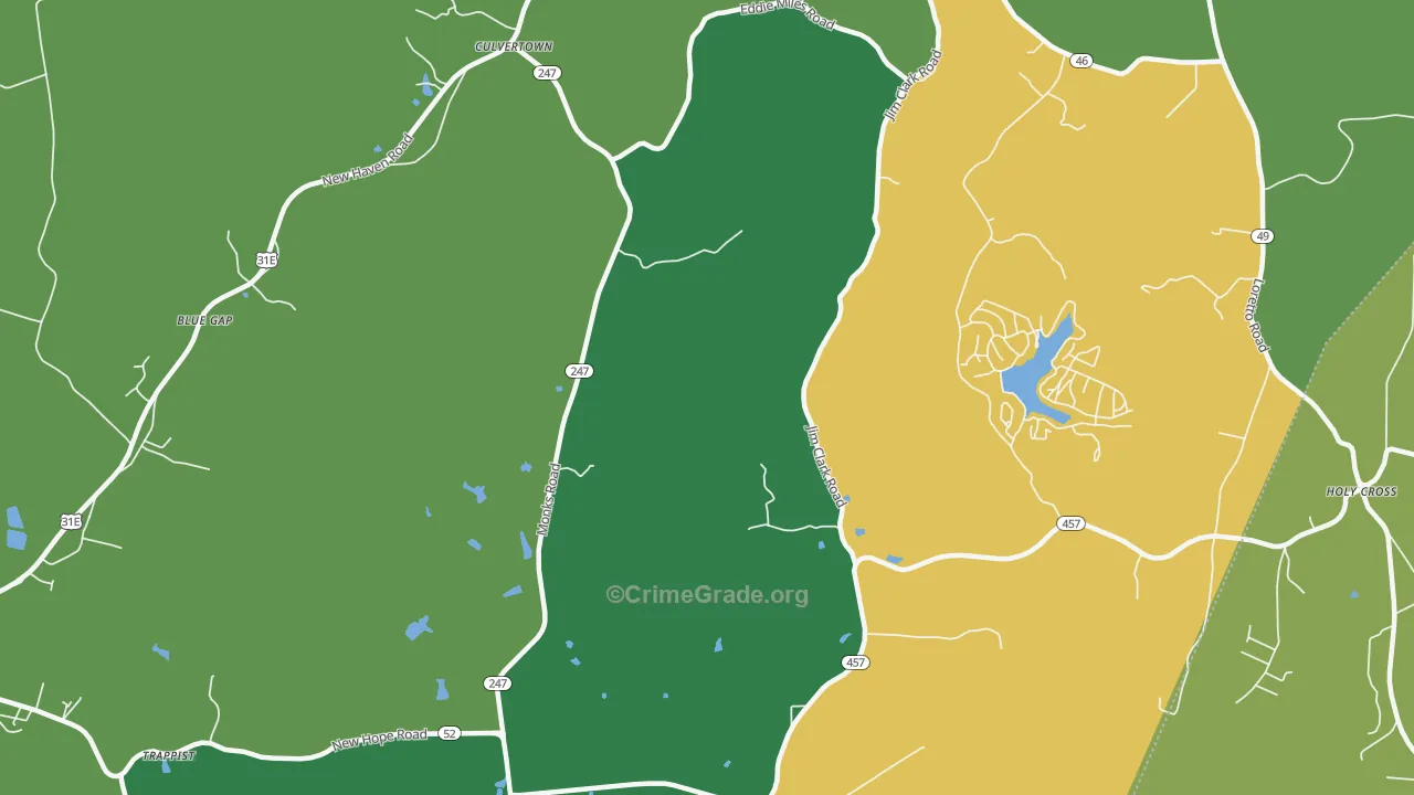 Gethsemane, KY Map of Assault Rates