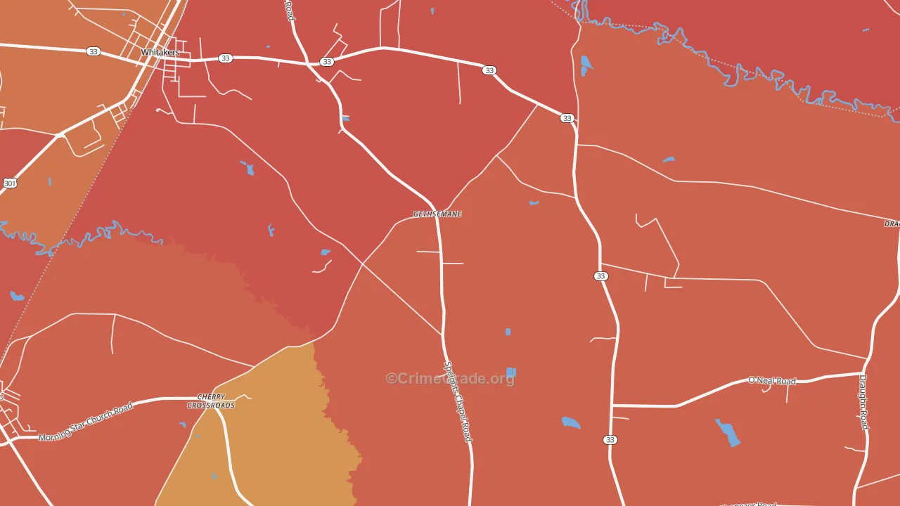 Gethsemane, NC Map of Assault Rates