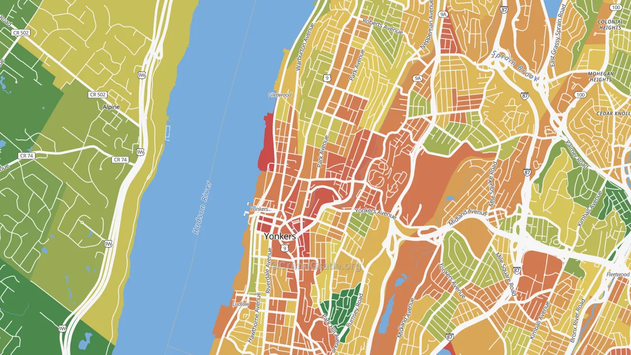 Getty Square, Yonkers, NY Map of Assault Rates