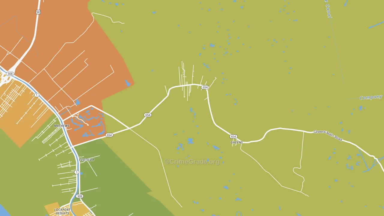Gheens, LA Map of Assault Rates